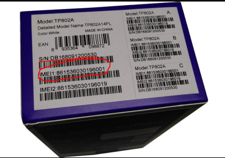 Where to find serial number on Samsung phone box